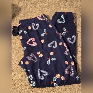 Abound Women’s S Holiday Candy Cane Fleece Pajama Pants Navy Christmas Lounge